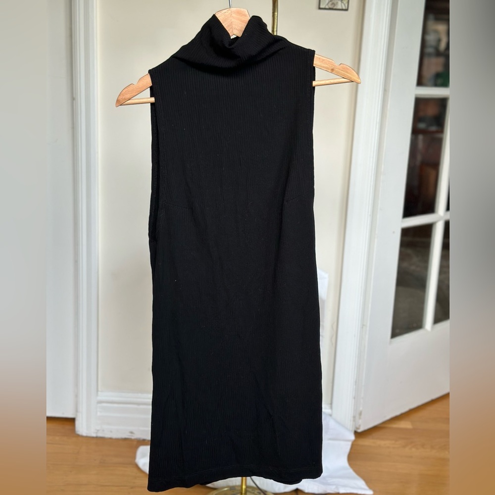 Reformation ribbed high neck little black dress with sexy open sides - 90s LBD